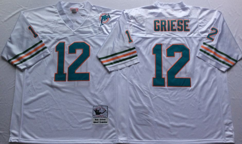 NCAA Men Miami Dolphins White #12 griese